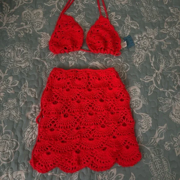 Red Crochet Bikini Set - Picture 2 of 2